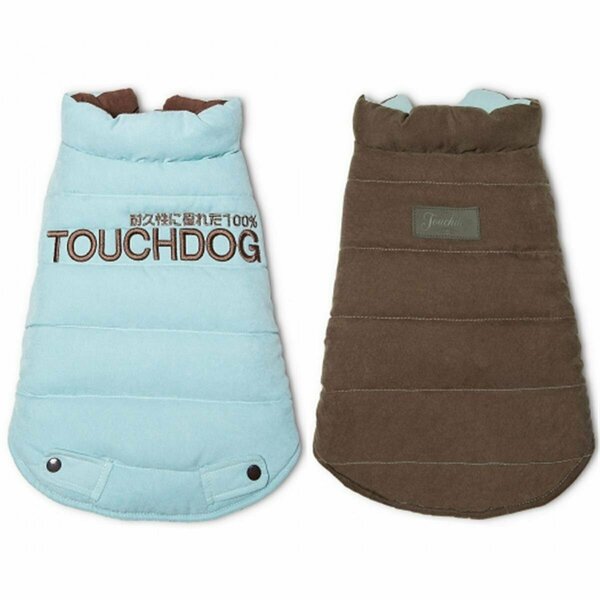 Touchdog Waggin Swag Reversible Insulated Pet Coat- Medium - Blue & Brown JKTD9BRMD